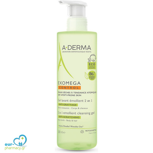 A-Derma Exomega Control Emollient Cleansing Gel 2 in 1 για Ατοπικό Δέρμα 500ml 