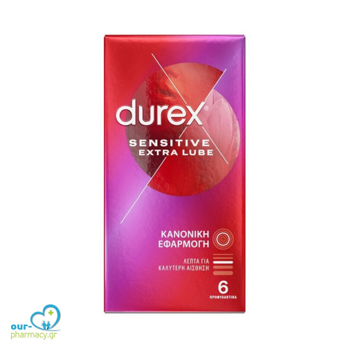 Durex Προφυλακτικά Sensitive Extra Lube Λεπτά 6τμχ