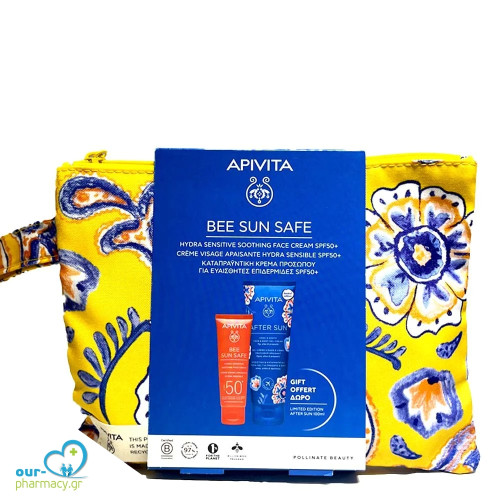 Apivita Promo Bee Sun Safe Hydra Sensitive Soothing Face Cream Spf50 Κρέμα Προσώπου για Ευαίσθητες Επιδερμίδες, 50ml & Δώρο After Sun Face & Body Gel-Cream, 100ml