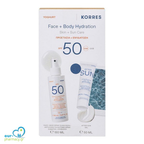 Korres Yoghurt Sunscreen Face & Body Hydration Spray Spf50, 150ml & Δώρο Cooling After-Sun Gel for Face & Body 50ml