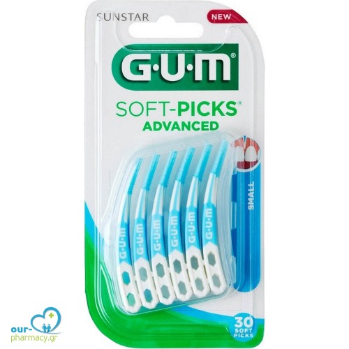 GUM Soft-Picks Advanced Μεσοδόντιες Οδοντογλυφίδες Small Γαλάζιες 30τμχ