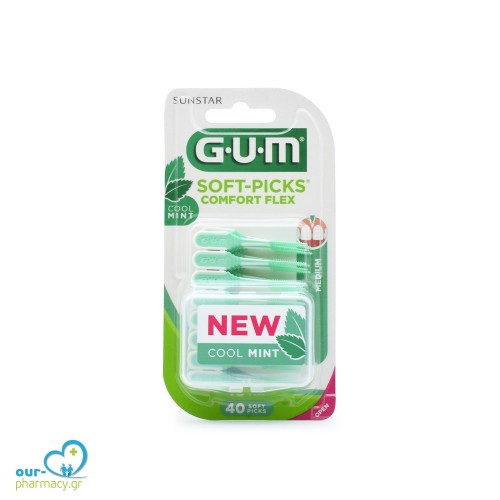 GUM Soft-Picks Comfort Flex Μεσοδόντιες Οδοντογλυφίδες Medium Πράσινες 40τμχ