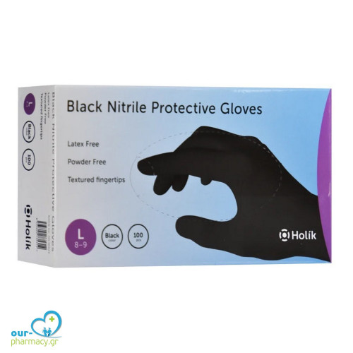 Γάντια Νιτριλίου Χωρίς Πούδρα σε Μαύρο Χρώμα 100τμχ MEDIUM