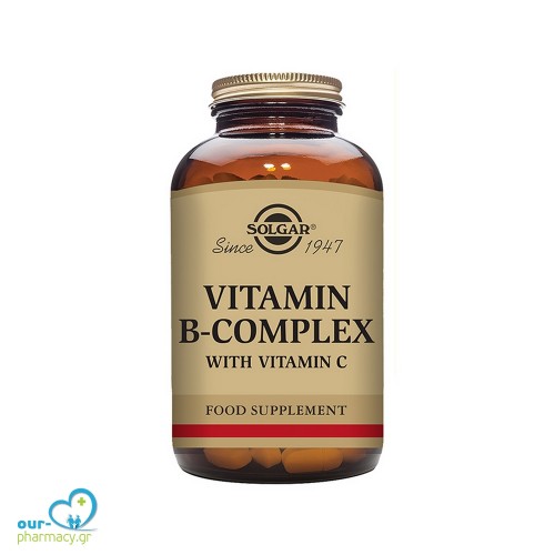Solgar Vitamin B complex with Vitamin C Σύμπλεγμα Βιταμινών Β με Βιταμίνη C Ιδανικό για την Ενίσχυση του Νευρικού & Ανοσοποιητικού Συστήματος, 100tabs
