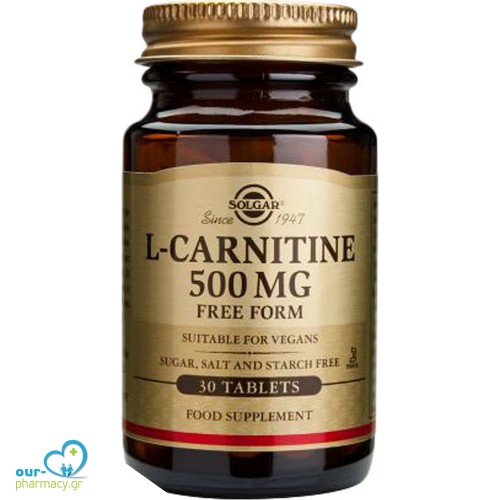Solgar L-Carnitine Συμπλήρωμα Διατροφής με Καρνιτίνη 500mg 30 ταμπλέτες