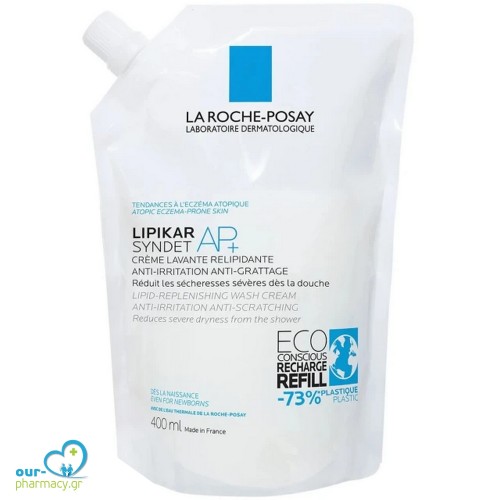 La Roche-Posay Lipikar Syndet Refill AP+, Κρεμώδες Αφρόλουτρο Για Το Ξηρό Δέρμα Με Τάση Ατοπίας 400ml.