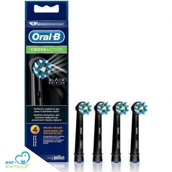 Oral-B Cross Action Black Edition Ανταλλακτικές Κεφαλές για Ηλεκτρική Οδοντόβουρτσα 4τμχ -  4210201218197 - Ηλεκτρικές Οδοντόβουρτσες - Κεφαλές