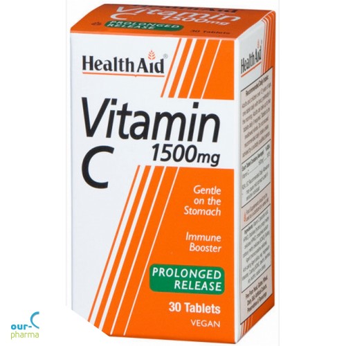 Health Aid Vegan Vitamin C 1500mg, 30tabs