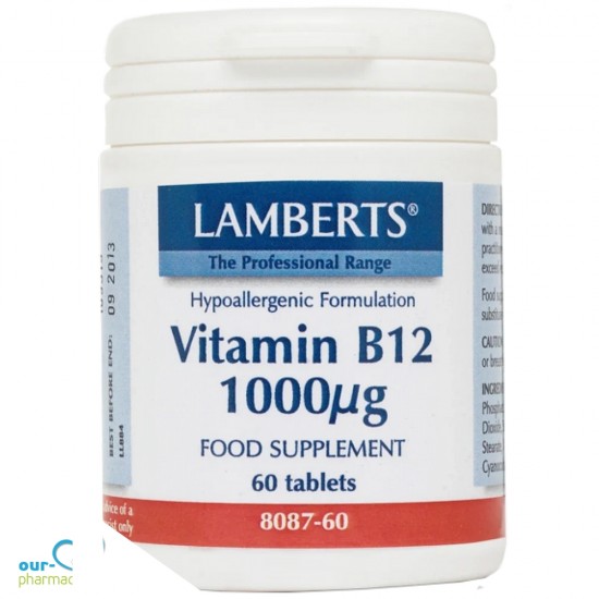 Lamberts B12 1000Mcg 60Tabs (Methilcobalamin) -  5055148410582 - Βιταμίνες - Μέταλλα - Ιχνοστοιχεία