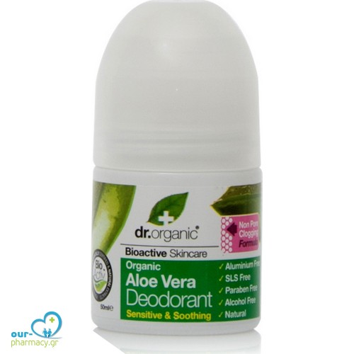Dr.Organic Aloe Vera Φυσικό Αποσμητικό σε Roll-On Χωρίς Αλουμίνιο 50ml