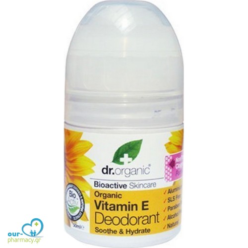 Dr.Organic Vitamin E Φυσικό Αποσμητικό σε Roll-On Χωρίς Αλουμίνιο 50ml