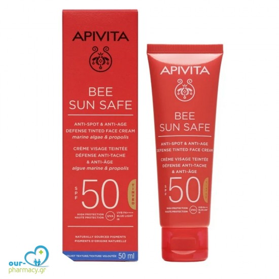 Apivita Bee Sun Safe Κρεμα Προσώπου Κατά των Πανάδων & των Ρυτίδων με Χρώμα SPF50, 50ml -  5201279080198 5201279100582 - Αντιηλιακά Προσώπου