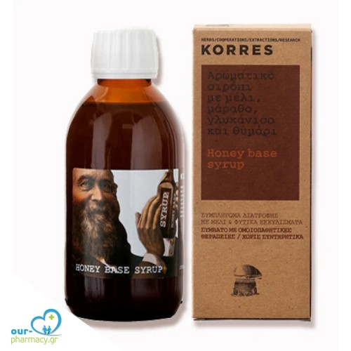 Korres Honey Base Syrup Αρωματικό Σιρόπι Συμπλήρωμα Διατροφής με Μέλι, Μάραθο, Γλυκάνισο, 200ml 