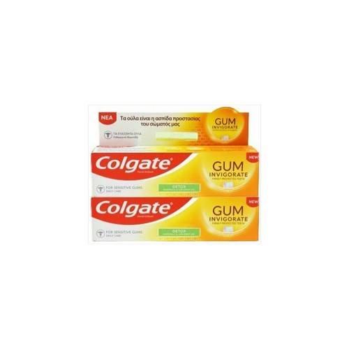 Colgate Πακέτο 1+1 Gum Invigorate for Sensitive Gums Οδοντόκρεμα με Μεταλλικά Στοιχεία και Τζίντζερ, 2x75ml