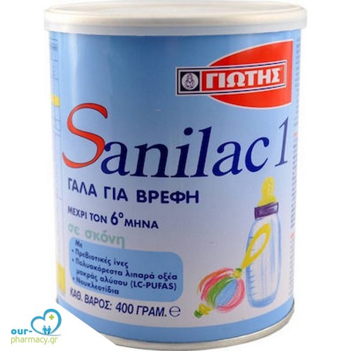 Γιώτης γάλα σε σκόνη παιδικό sanilac 1 έως 6 μηνών (400g)