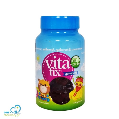 Intermed Multi & Probio VitaFix Gummies "Bear" Strawberry Παιδικές Πολυβιταμίνες σε Ζελεδάκια με Σχήμα Αρκουδάκι και Γεύση Φράουλα, Βαζάκι με 60τεμ