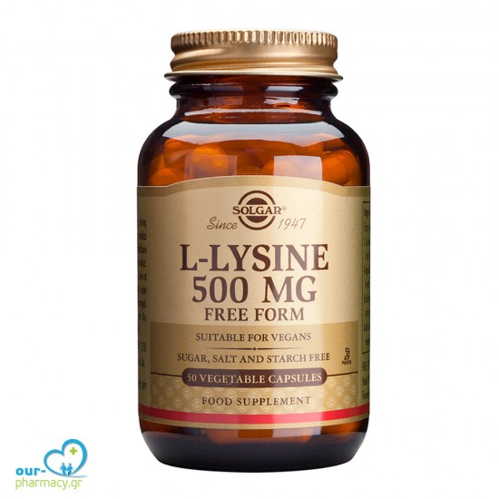 Solgar L-Lysine 500mg Συμπλήρωμα Διατροφής L-λυσίνης Χρήσιμο για Πρόληψη & Επιτάχυνση Χρόνου Ανάρρωσης του Απλού Έρπη, 50tabs -  033984016804 - Αμινοξέα - Q10