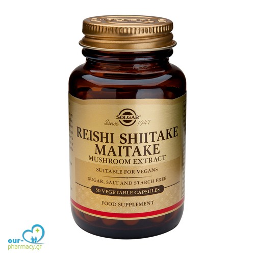 Solgar Reishi Shiitake Maitake Mushroom Extract Συμπλήρωμα Διατροφής για Τόνωση του Οργανισμού & Ενίσχυση του Ανοσοποιητικού, 50veg.caps