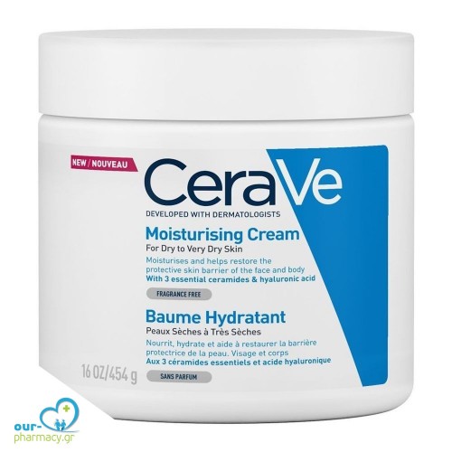 CeraVe Moisturizing Cream Ενυδατική Κρέμα για Ξηρό/Πολύ Ξηρό Δέρμα, 454g
