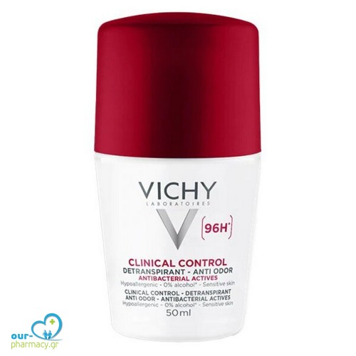 Vichy Clinical Control 96h Detranspirant Anti-Odor Deodorant Roll-on Αποσμητικό για Ευαίσθητες Επιδερμίδες, 50ml