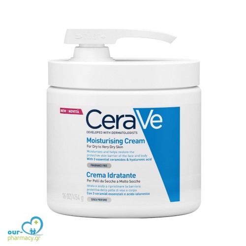 CeraVe Moisturising Cream Ενυδατική Κρέμα για Ξηρό έως Πολύ Ξηρό Δέρμα με Αντλία, 454gr.