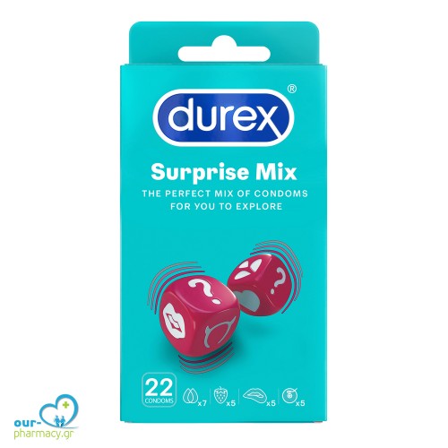 Durex Suprise Mix Collection Ποικιλία 22 Προφυλακτικών για Πολύχρωμη & Διασκεδαστική Αλλαγή, 22τεμ