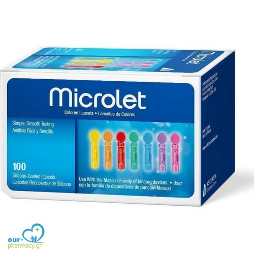 Bayer Ascensia Microlet Lancets Colored Έγχρωμες Βελόνες για το Σύστημα Παρακολούθησης Γλυκόζης Αίματος Contour της Bayer, 25τεμ