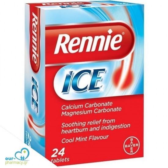Bayer Rennie Ice Συμπλήρωμα Διατροφής για τη Δυσπεψία με Γεύση Μέντας, 24tabs -  5200309856024 - Γαστρεντερικό