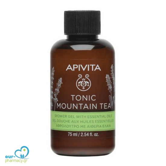 Apivita Tonic Mountain Tea Shower Gel with Essential Oil, 75ml -  5201279073312 - Αφρόλουτρα