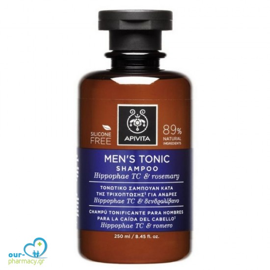 Apivita Mens Tonic Shampoo Τονωτικό Σαμπουάν Για Άνδρες Κατά Της Τριχόπτωσης Με Hippophae TC & Δενδρολίβανο, 75ml -  5201279082826 - Τριχόπτωση