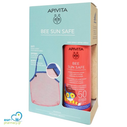 Apivita Bee Sun Safe Promo Παιδικό Πακέτο Προσφοράς με Hydra Sun Kids Lotion SPF50 Ενυδατική Αντιηλιακή Λοσιόν για Παιδιά με Ευκολία Εφαρμογή, 200ml & Δώρο Παιδική Τσάντα Θαλάσσης με Δίχτυ, 1σετ