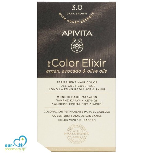 Apivita -20% My Color Elixir Promo Μόνιμη Βαφή Μαλλιών No 3.0 Καστανό Σκούρο, 1τεμ