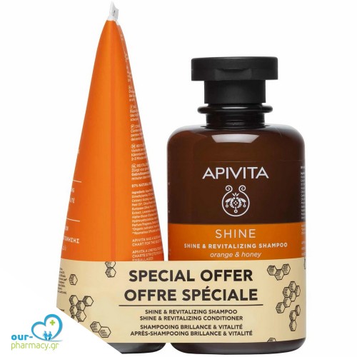 Apivita Promo Shine & Revitalising Shampoo (250ml) & Conditioner (150ml)