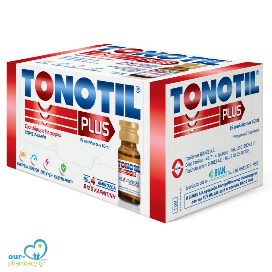 Tonotil Plus Συμπλήρωμα Διατροφής με 4 Αμινοξέα B12 & Καρνιτίνη 15 vials x 10ml -  5203622093824 - Αμινοξέα - Q10