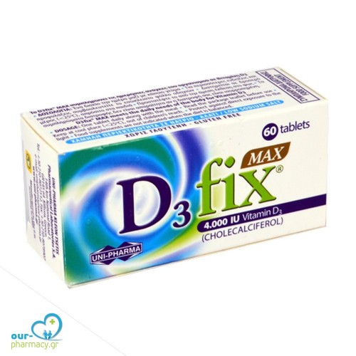 Uni-Pharma D3 Fix Max 4000 IU Συμπλήρωμα Βιταμίνης D3, 60 tabs