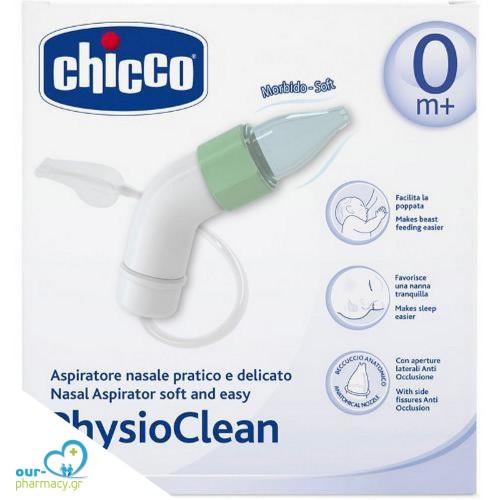 Chicco PhysioClean Kit 0m+, Κιτ Αναρρόφησης για τον καθημερινό καθαρισμό & την ενυδάτωση της μύτης του μωρού, 1 τμχ