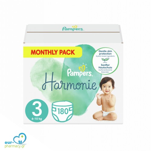 Pampers Monthly Pack Harmonie Πάνες από Βαμβάκι No 3 (6-10kg), 180τεμ