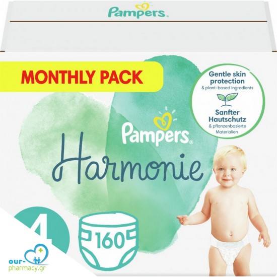 Pampers Monthly Pack Harmonie Πάνες από Βαμβάκι No 4 (9-14kg), 160τεμ -  8006540156445 - Πάνες-Μωρομάντηλα