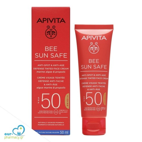 Apivita Bee Sun Safe Κρέμα Προσώπου Κατα Των Πανάδων & Των Ρυτίδων Με Χρώμα SPF50 50ml