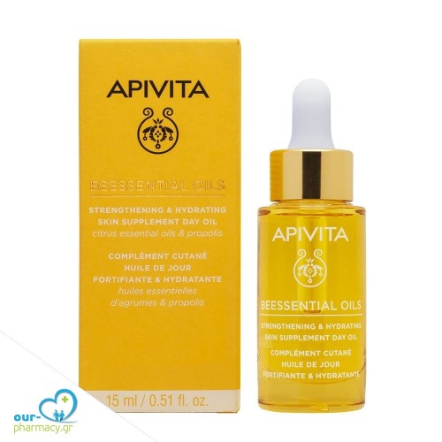 Apivita Beessential Oils Έλαιο Προσώπου Ημέρας Συμπλήρωμα Ενδυνάμωσης & Ενυδάτωσης Της Επιδερμίδας 15ml