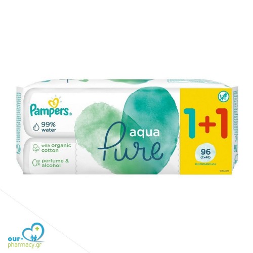 Pampers Aqua Pure Μωρομάντηλα 1+1 ΔΩΡΟ (2x48) 96τεμ