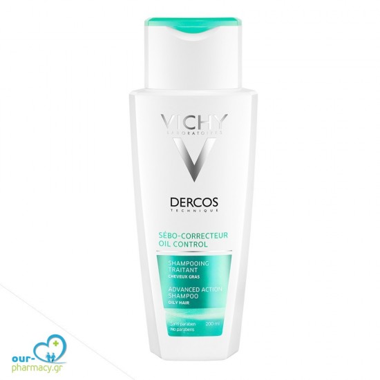 Vichy Dercos Oil Control Dermatological Shampoo Σαμπουάν για τη Ρύθμιση της Λιπαρότητας, 200ml -  3337871311346 - Λιπαρότητα