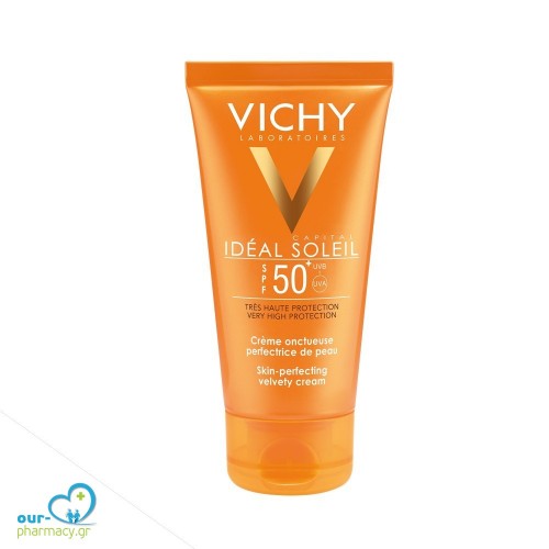 Vichy Ideal Soleil Αντηλιακή Κρέμα Προσώπου SPF50+ για Βελούδινη Επιδερμίδα, 50ml